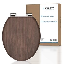 Дерев'яне сидіння для унітаза SCHÜTTE з мікроліфтом (Soft-Close), кришка для унітаза з MDF, витримує до 175 кг, колір Darkwood