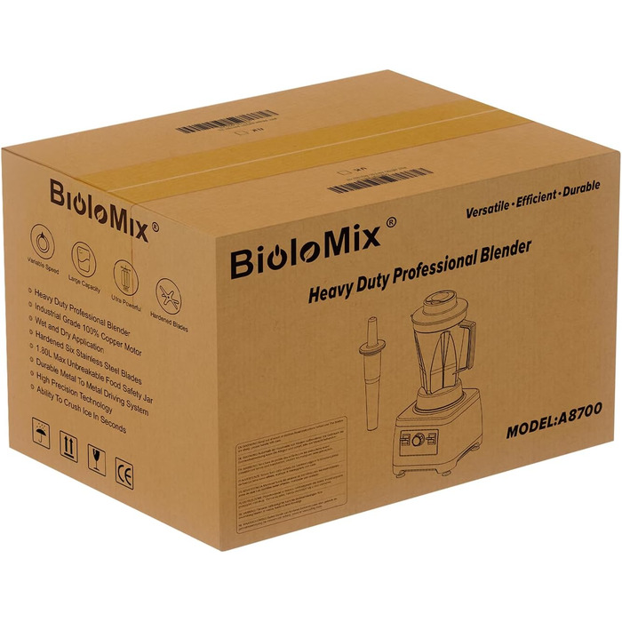 Потужний стаціонарний блендер BioloMix 2200 Вт, 2 л, без BPA, для смузі та самостійного очищення