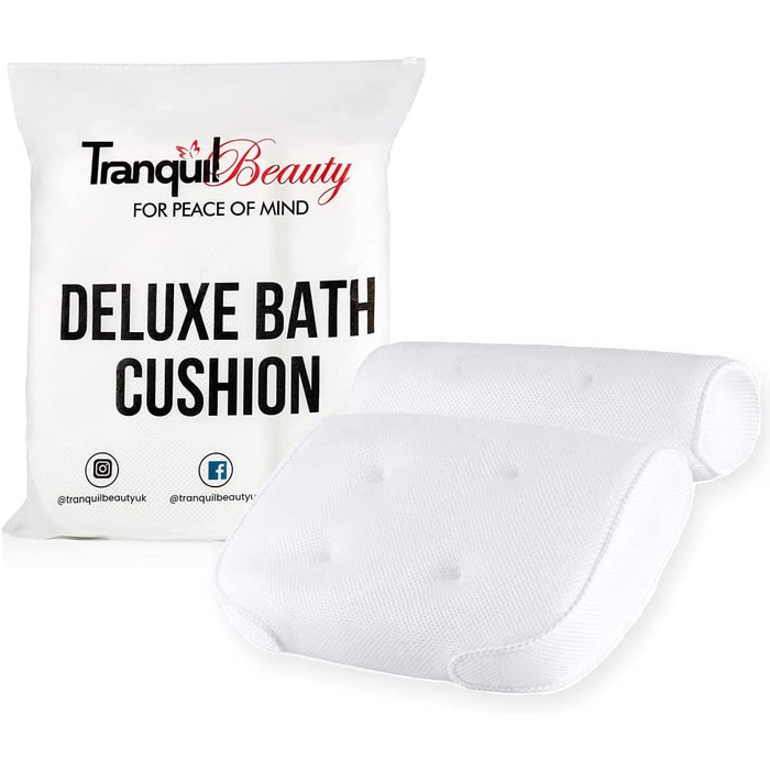 TranquilBeauty подушка для ванни – нековзна, ергономічна, для голови та спини, у подарунковій коробці