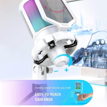 Ігровий USB мікрофон FIFINE для ПК, PS4, PS5, Mac з підставкою, кнопкою вимкнення звуку, поп-фільтром, антивібраційним кріпленням, для стрімінгу, подкастів, студії