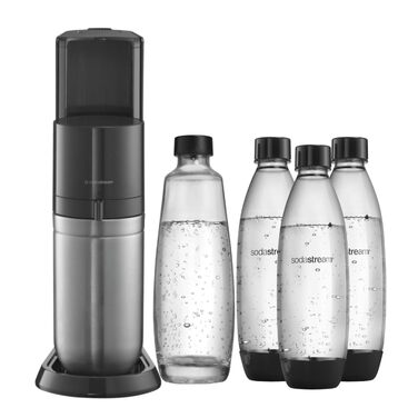 Сифон для газування води SodaStream DUO Titan: набір з 1 скляною та 3 пластиковими пляшками по 1л (без циліндра CO2)