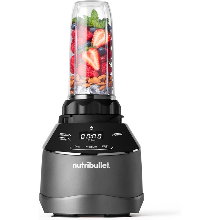 Блендер Nutribullet Full Size Combo 1200/1500 Вт, електричний, професійний, 1,89 л, чорний, NBF500MB, з чашами 946 мл і 710 мл