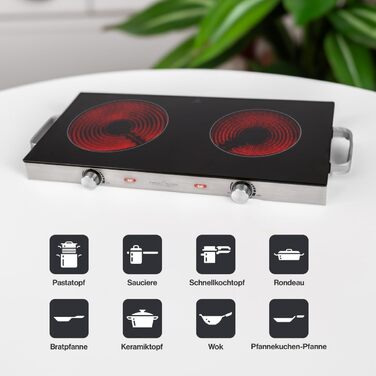 ProfiCook PC-DKP 1211 Подвійна інфрачервона плита 2800 Вт зі склокерамічною поверхнею для всіх видів посуду
