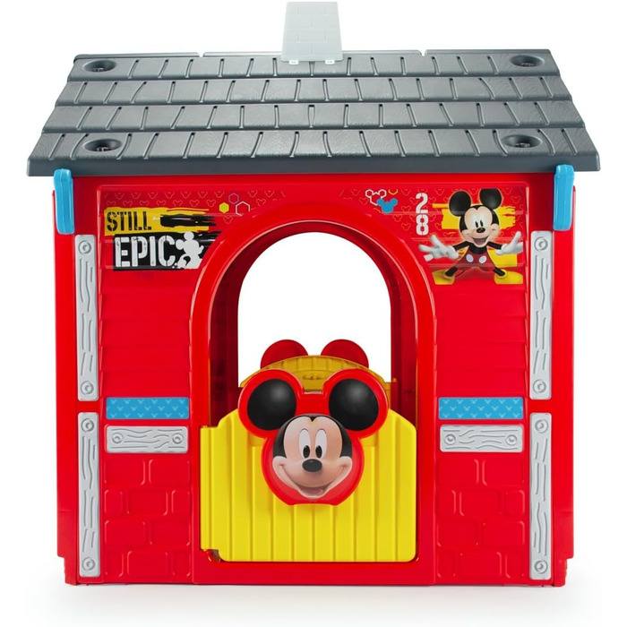 Дитячий будиночок Mickey Mouse INJUSA (від 3 років) для вулиці, червоний, пластик. Офіційний Disney будиночок з 3 дверима та 1 вікном для хлопчиків та дівчаток.