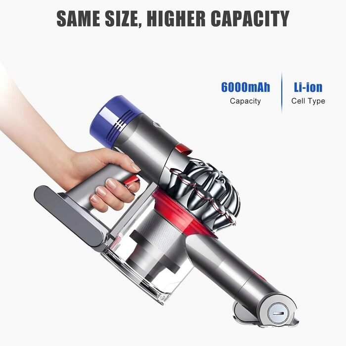 Акумулятор Vunzo 6000mAh для пилососа Dyson Animal Absolute Motörhead Fluffy Total Clean: Замінна батарея + 2 фільтри (V7-6000)