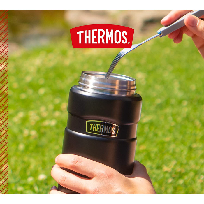 Термос для їжі Thermos STAINLESS KING 710 мл чорний матовий, харчовий контейнер з нержавіючої сталі, збереження тепла до 14 годин, холоду до 24 годин, герметичний, для супу, каші, страв, великий об’єм, без ложки, можна мити в посудомийній машині