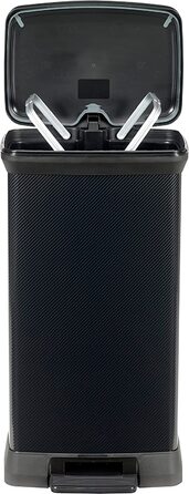 Смітник CURVER Deco Bin з педаллю і кришкою, 50 л, чорний металік, прямокутний, плавне закривання, 39x29x72 см