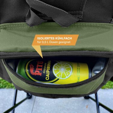 Кемпінгове крісло Skandika Sirkka Moonchair, м'яке, складане, з підстаканником, холодильним відділенням, ручкою для перенесення та сумкою, протиковзкі ніжки, до 150 кг, сіре