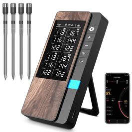 Бездротовий набір термометрів для м'яса (4 шт.) з Bluetooth, водонепроникні (IP67), для приготування на грилі, в духовці, мангалі, ротатерії, фритюрниці