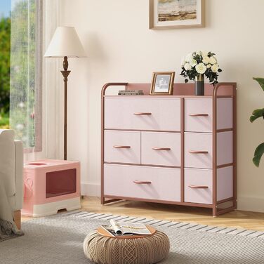 YITAHOME комод для зберігання, 7 тканинних шухляд з ручками, рожевий