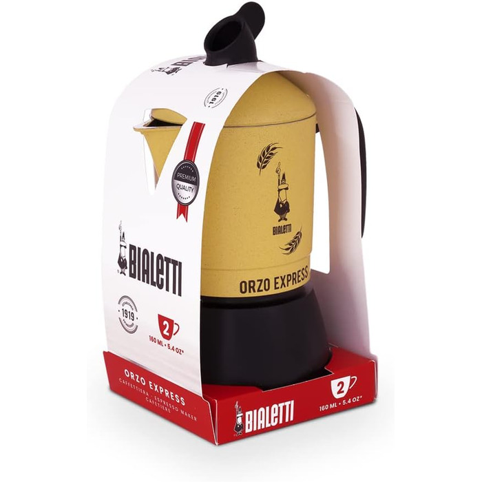 Кавоварка Bialetti Moka Orzo Express для ячмінної кави, алюмінієва, жовта, на 2 чашки