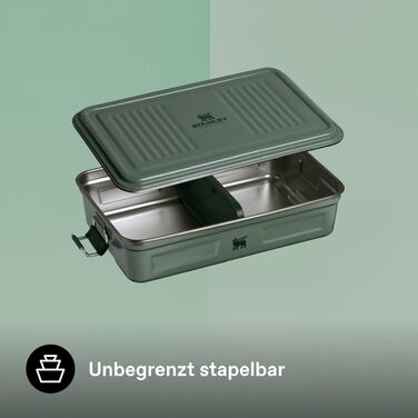 Ланчбокс зі сталі STANLEY 1913 Classic Box 1.2L/2.0L, герметичний контейнер для їжі, BPA-free, колір Hammertone Green