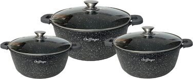 Cheffinger Набір посуду 6 предметів для індукції, алюмінієвий литий, каструлі та сковорідка