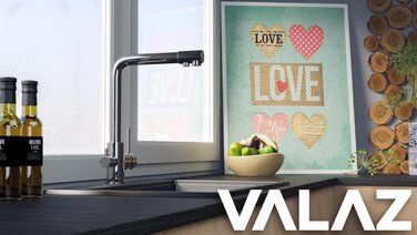 Змішувач для води з фільтром VALAZ Nilo (хром) для кухні з газованою водою, 360° поворотний, швидкомонтований, економія води