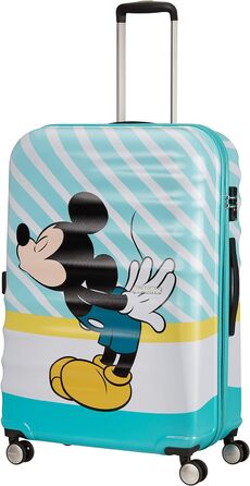 Валіза American Tourister Wavebreaker Disney Mickey Blue Kiss 77 см, 96 л, багато кольорів, спінер