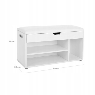 Обувниця з сидінням Songmics, 80 x 44 x 30 см, біла