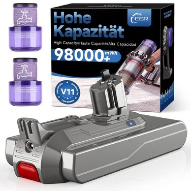 Акумулятор для пилососа Dyson V11 Absolute/Animal/Motorhead/Fluffy (В11) + 5 фільтрів та 2 гвинти