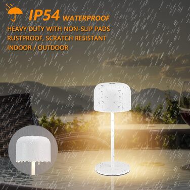 Klighten набір з 2 шт. бездротових LED настільних ламп, диміруємі, IP54, 3000-6000K, сенсорне керування, USB-C, для дому та вулиці, висота 21 см, білий колір