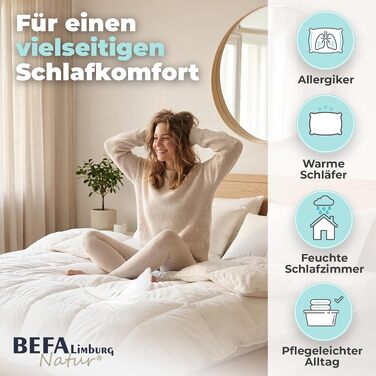 Всесезонна ковдра BEFA NATUR Primaloft Bio 240x220 см, веганська альтернатива пуху, мікроволокно, 1220г, Oeko-TEX Standard 100, Made in Germany