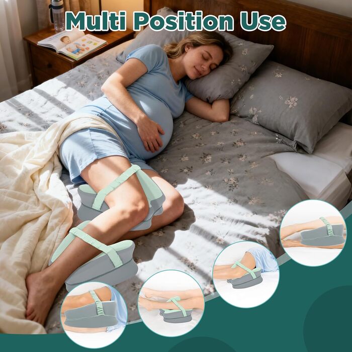 Ортопедична подушка між колін для сну на боці Dioxide з ефектом пам'яті (Memory Foam) для розвантаження спини, стегон та суглобів, м'ятна
