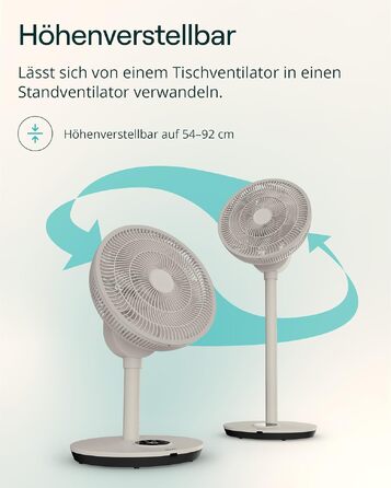 Duux Whisper Flex 2 Smart Вентилятор: тихий (13 дБ), нічний режим, таймер, регульована висота (54-92 см), енергоефективний, з Wi-Fi та пультом (Greige)