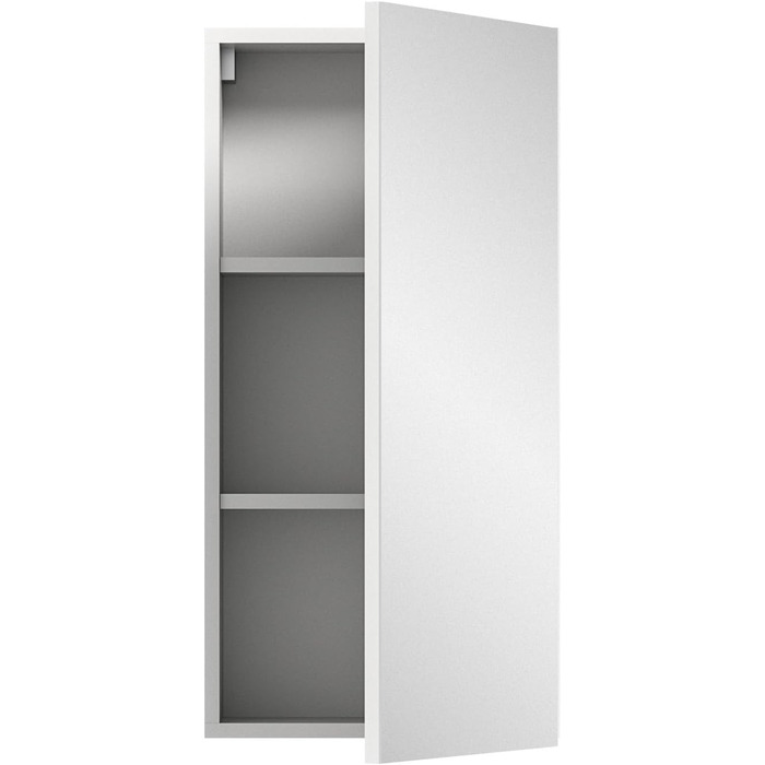 Дзеркальна шафка для ванної xonox.home Vira X2LA9723, біла, меламін, 38x77x18 см, з великою дзеркальною поверхнею, 1-дверна