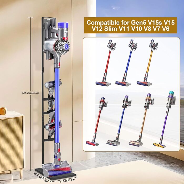 Підставка для пилососа OUTBROS, сумісна з Dyson Gen5, V15s, V15, V12 Slim, V11, V10, V8, V7, V6, металева стійка без свердління, чорна