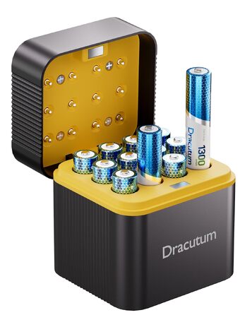 Набір акумуляторів AAA Li-ion 1.5V (12 шт) з зарядним пристроєм, 1300mWh, висока ємність, 2000 циклів зарядки та кейсом для зберігання