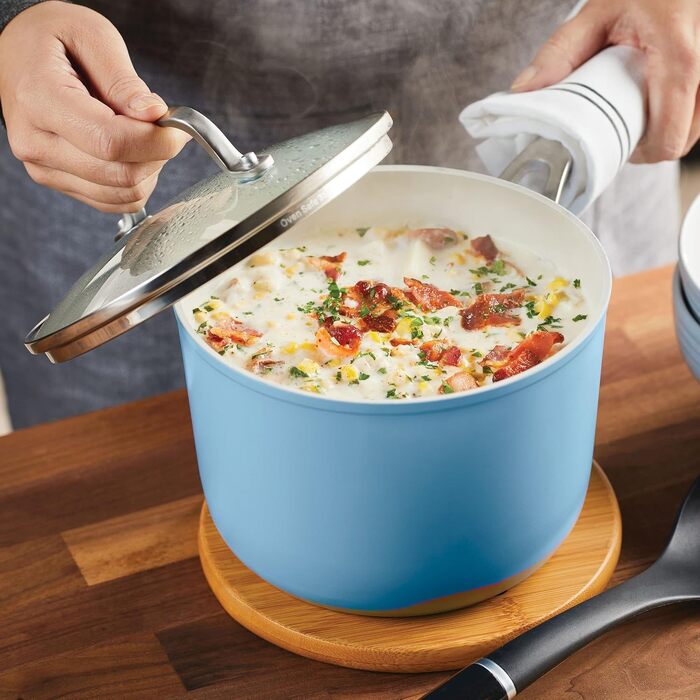 Набір посуду KitchenAid Harteloxierte керамічний антипригарний 9 предметів (Синій оксамит, 2.9 л)