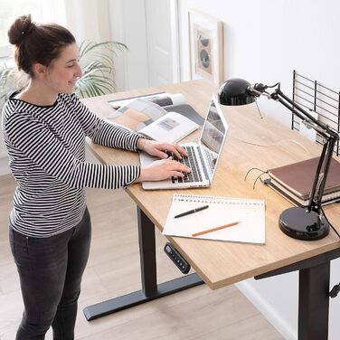 Електричний письмовий стіл boho office 120x80 см, регульований по висоті, 2 мотори, телескопічний механізм, пам’ять позицій, чорний колір RAL9005, стільниця Multiplex