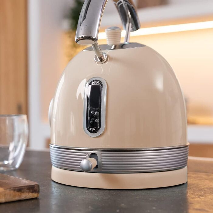 Електрочайник Cecotec ThermoSense 420 Light Beige, 1,8 л, 2200 Вт, з індикатором температури, 360° база, нержавіюча сталь, вінтажний стиль, бежевий