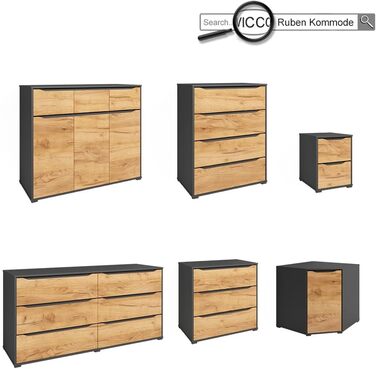 Комод Vicco Ruben антрацит/дуб Goldkraft, 40x54 см, 2 шухляди