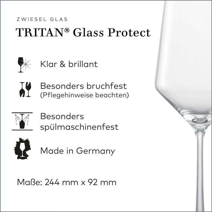 Бокали для червоного вина Zwiesel Glas Pure, 2 шт., кришталеві, стійкі до миття в посудомийці, Tritan®, Німеччина