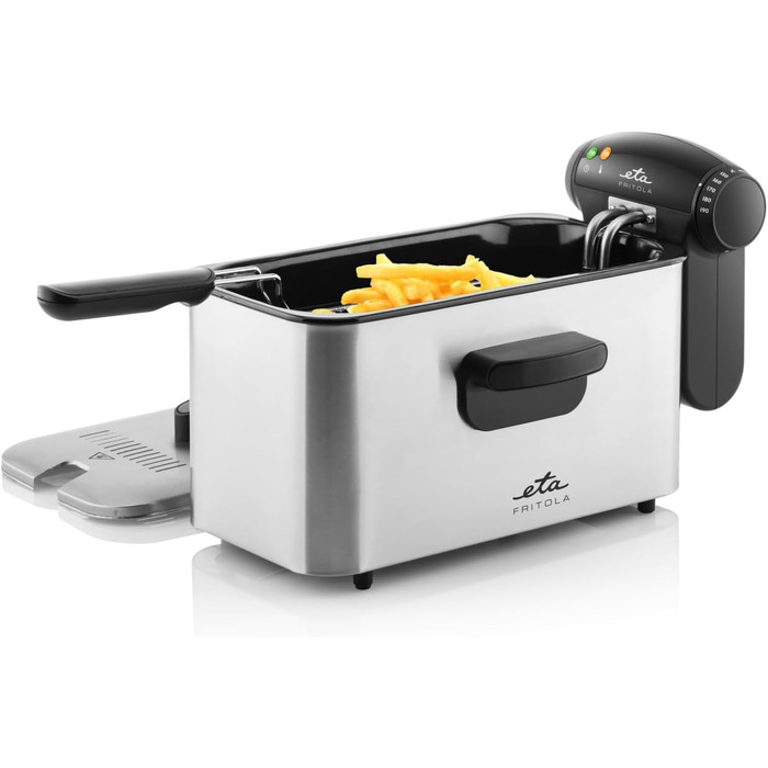 Фритюрниця ETA Fritola, 2000 Вт, 3 л, нержавіюча сталь, терморегулятор 150-190°C, Easy Clean, захист від перегріву