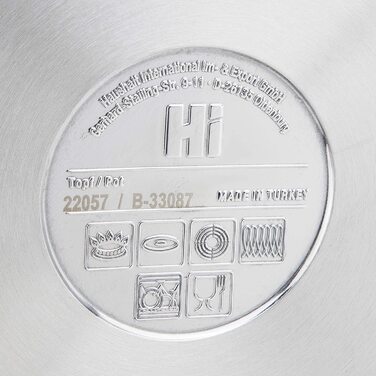 Універсальна каструля з кришкою Haushalt International 15 л, 28 см, нержавіюча сталь, для індукції, газу, електро, склокераміки, велика каструля для супу