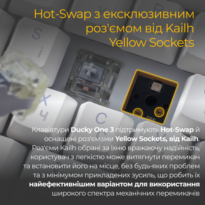 Механічна клавіатура Ducky One 3 TKL Cherry MX Blue RGB White UA