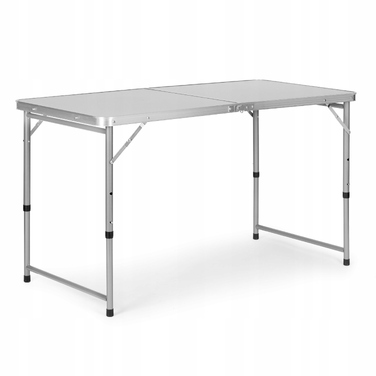 Туристичний стіл Bauerkraft 120x60x70 см, сірий, алюміній, стільниця МДФ