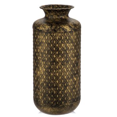 Ваза для квітів Blumenvase золота 40 см, металева декоративна ваза з білим візерунком для сухоцвітів, букетів, на стіл, в офіс