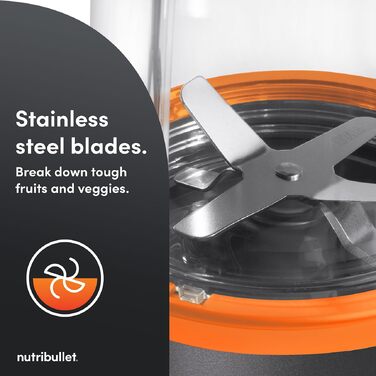 Потужний блендер-екстрактор Nutribullet 900 Series (матовий сірий) для смузі та соків, 25 000 об/хв, набір 11 предметів з чашами To Go