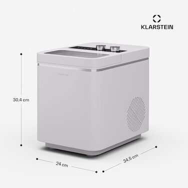 Льодогенератор Klarstein IceCraft 12 кг/24 год, швидке виробництво льоду (6 хв), 2 розміри, автоматичне очищення, для кухні та бару, 150 Вт, білий