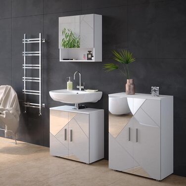 Пенал Vicco Irma, білий глянець з вставками, 60x81 см