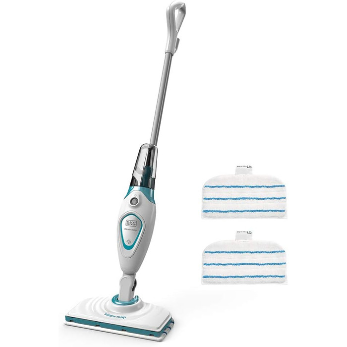 Парова швабра Black+Decker FSM1615, 1300Вт, знімний бак, 180° обертання, 2 мікрофібра, пароочисник для підлоги