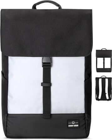 Рюкзак Johnny Urban Mika Reflective чорний, водовідштовхувальний, рефлективний, для чоловіків та жінок, роллтоп для велосипеда, університету, школи