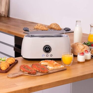 Тостер Cecotec ClassicToast 15000 Yellow Extra Double 1500 Вт, на 4 тости, з широкими слотами, 3 функції, LED-підсвітка, бежевий