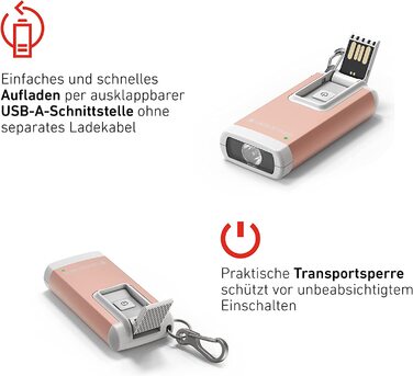 Ліхтар-брелок Ledlenser K6R Gold, 400 лм, акумуляторний, USB-A, з червоним світлом