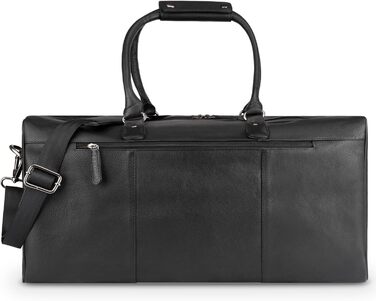 LEABAGS Дорожня сумка з натуральної шкіри 40л, жіноча/чоловіча, преміум, спортивна, для подорожей, ручна поклажа, чорна наппа