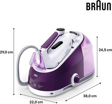 Парова система прасування Braun CareStyle 5 IS5247VI з технологією FreeGlide 3D, 2400 Вт, вертикальне прасування, резервуар 2 л, фіолетовий