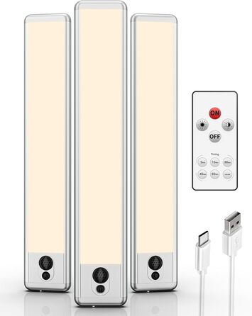 LED підсвітка для кухні EZVALO 23 см, сенсорна, з пультом, акумулятор 1600 mAh, USB зарядка, набір 3 шт, тепле світло