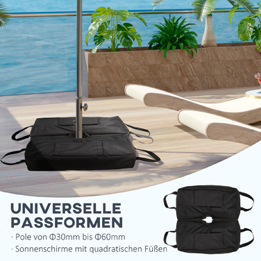 Підставка для парасольки Outsunny Parasol Market Sandbag Market, 2 мішки з наповнювачем 50 кг, з лопатою, чорна