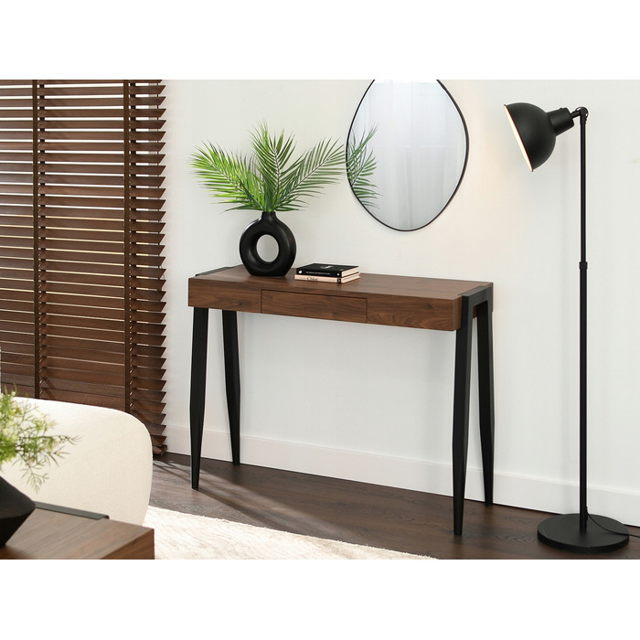 Консольний столик Mebel-Partner, чорний / напівглянцевий горіх, 105 x 75 x 35 см